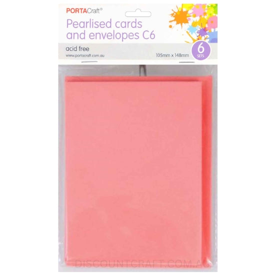 C6 Cards and Envelopes Set in a Pearlised Pink colour