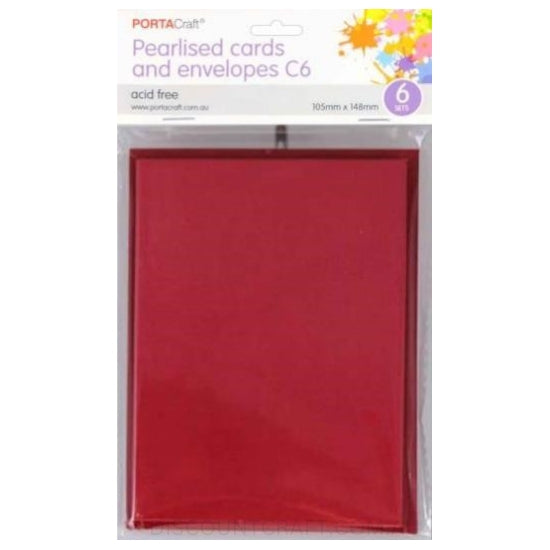 C6 Cards and Envelopes Set in Pearlised Red colour