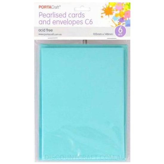 C6 Cards and Envelopes Set in Pearlised Soft Blue