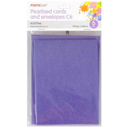 Pearlised Card & Envelope C6 6pk - Violet