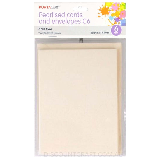 C6 Cards and Envelopes Set in Pearlised White