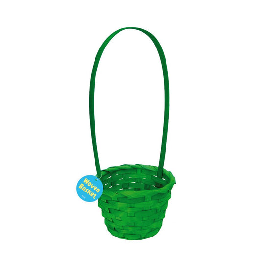 Woven Easter Basket with Round Base 9cm - Green