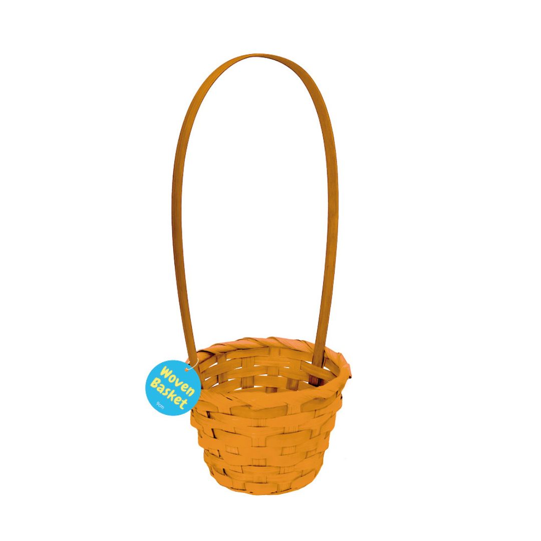 Woven Easter Basket with Round Base 9cm - Orange
