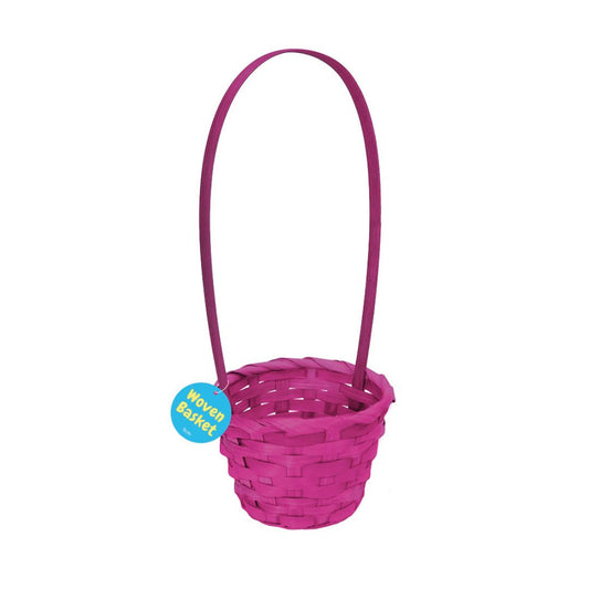 Woven Easter Basket with Round Base 9cm - Pink