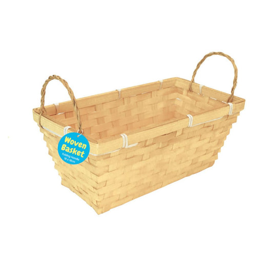 Woven Basket with Rectangular Base (9x21cm) - Natural