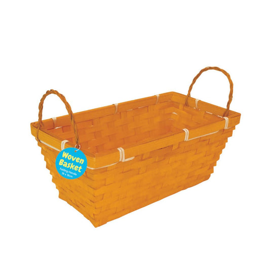 Woven Basket with Rectangular Base (9x21cm) - Orange