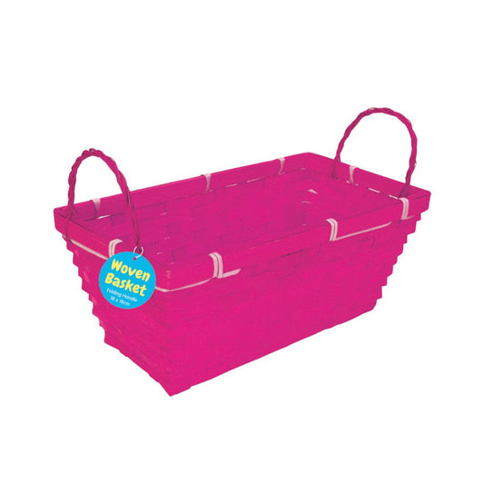 Woven Basket with Rectangular Base (9x21cm) - Pink