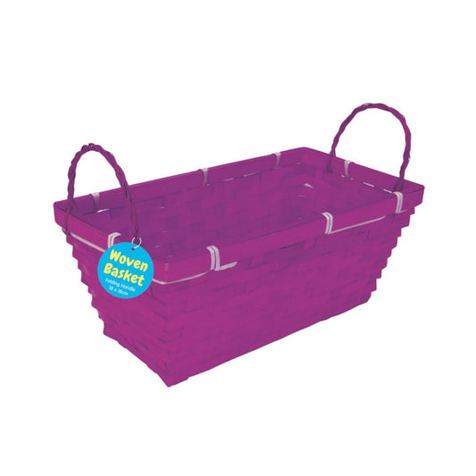 Woven Basket with Rectangular Base (9x21cm) - Purple