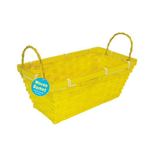 Woven Basket with Rectangular Base (9x21cm) - Yellow