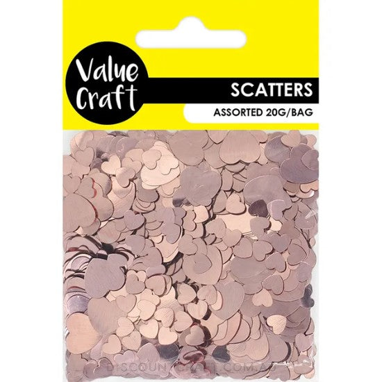 Heart Scatters 20g 2 Sizes - Rose Gold