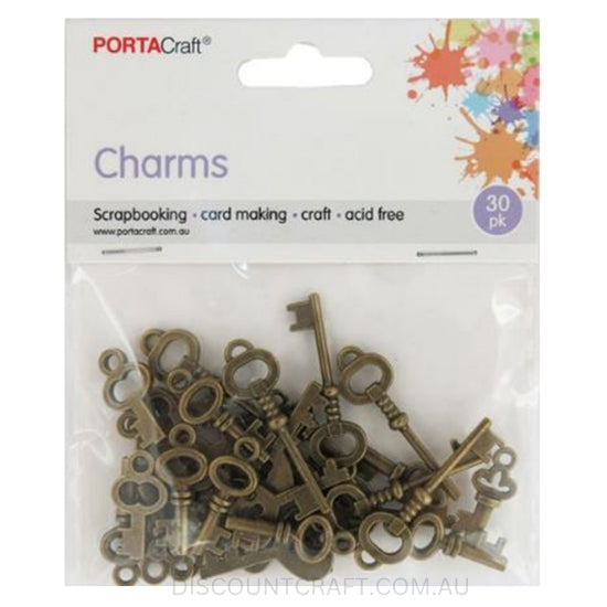 Antique Mini Key Charms 30pk