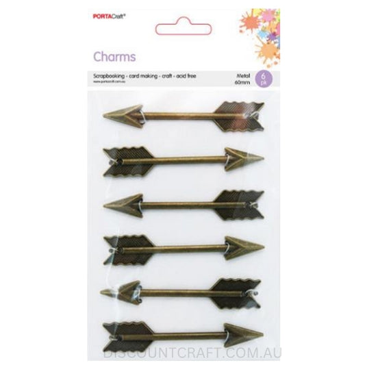 Antique Metal Charms - Arrows 60mm 6pk