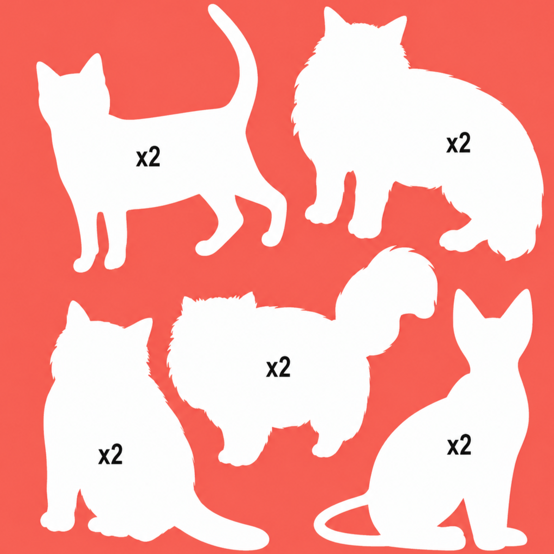 Cat card shapes 10 pack for pet themed crafts, handmade cards, kids art activities and animal craft projects