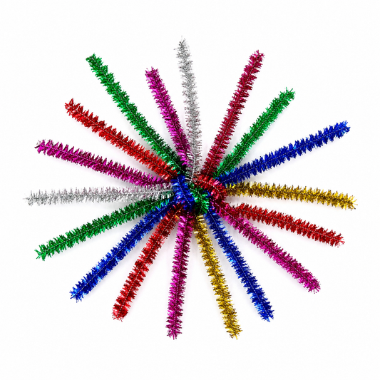 Chenille Stems Tinsel 6mm 24pk - Multi