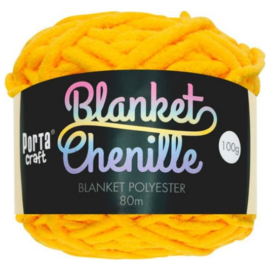 Chenille Blanket Yarn 100g 80m 12ply - Canary Yellow