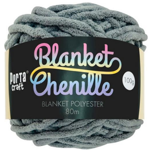 Chenille Blanket Yarn 100g 80m 12ply - Dove Grey