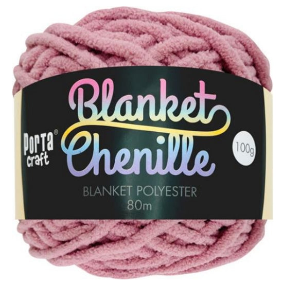 Chenille Blanket Yarn 100g 80m 12ply - Mauve