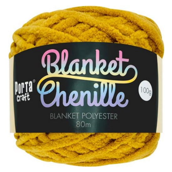 Chenille Blanket Yarn 100g 80m 12ply - Mustard