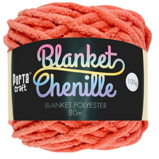 Chenille Blanket Yarn 100g 80m 12ply - Salmon