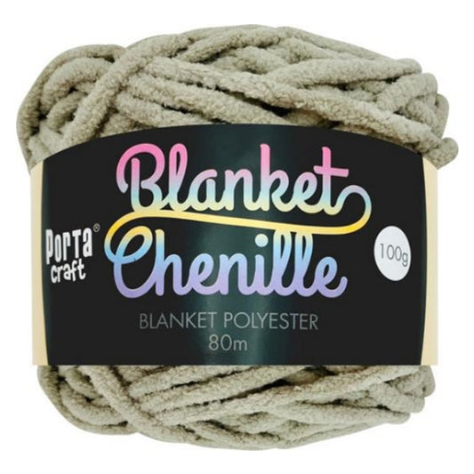 Chenille Blanket Yarn 100g 80m 12ply - Taupe (New)