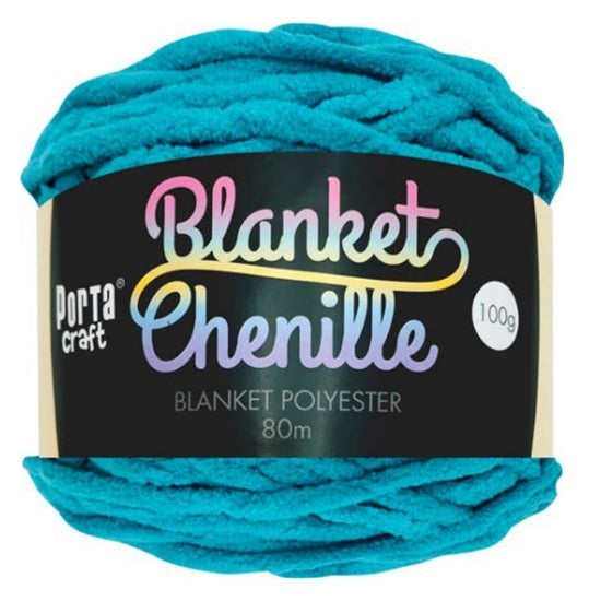 Chenille Blanket Yarn 100g 80m 12ply - Teal