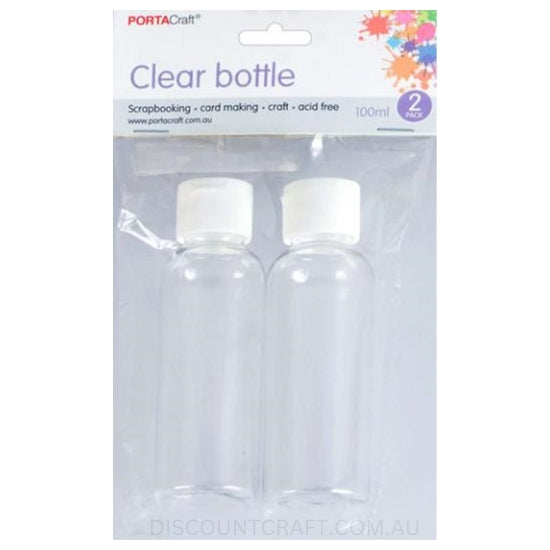Clear Bottles 100ml 2pk - with flip open lids