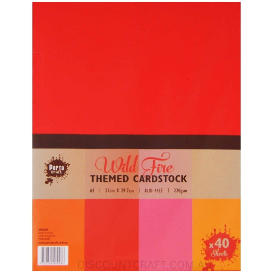 Colour Block Card A4 40pk - Wild Fire