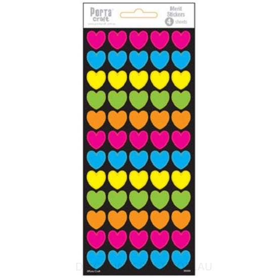 Coloured Heart Stickers - 4 Sheets
