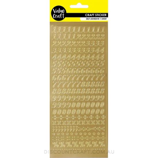 Craft Number Stickers - Gold1 Sheet