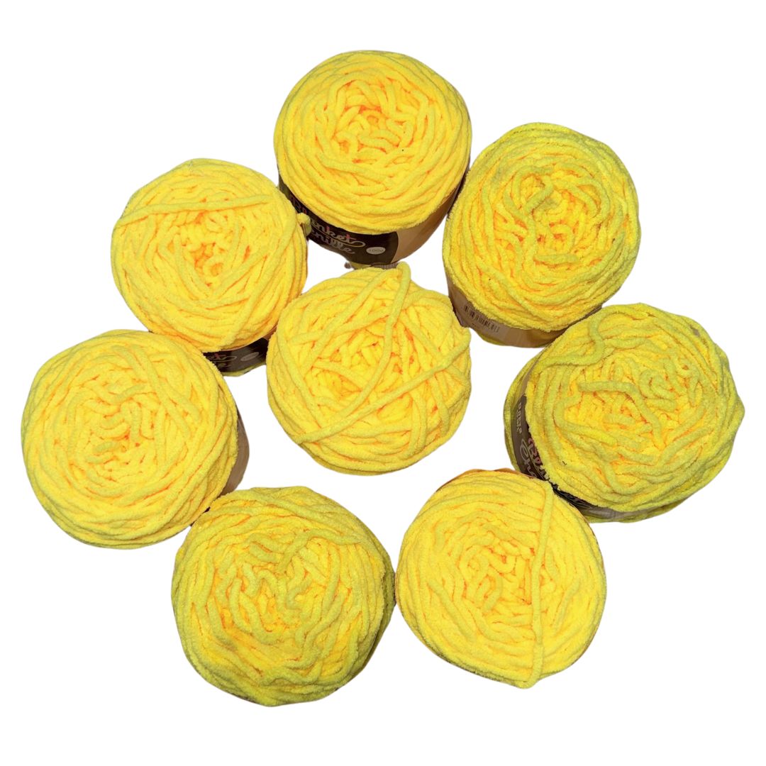 DUSTY Chenille Blanket Yarn 100g Lemon 8pk Bundle