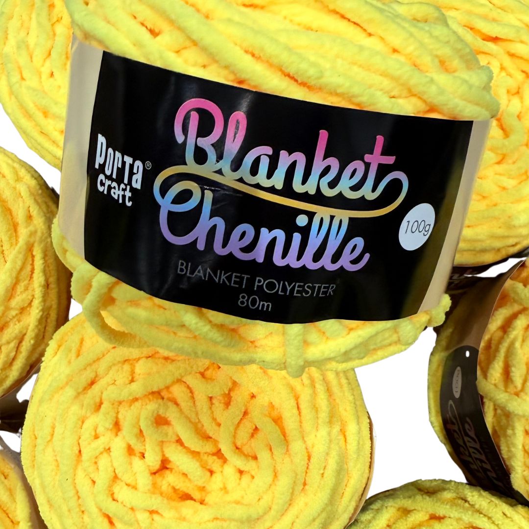 DUSTY Chenille Blanket Yarn 100g Lemon 8pk Bundle