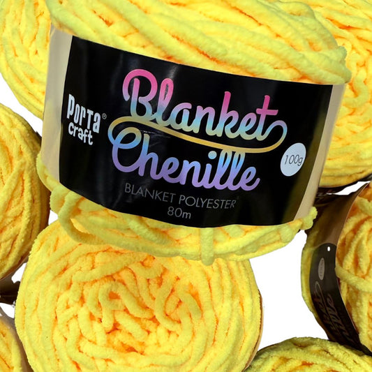 DUSTY Chenille Blanket Yarn 100g Lemon 8pk Bundle