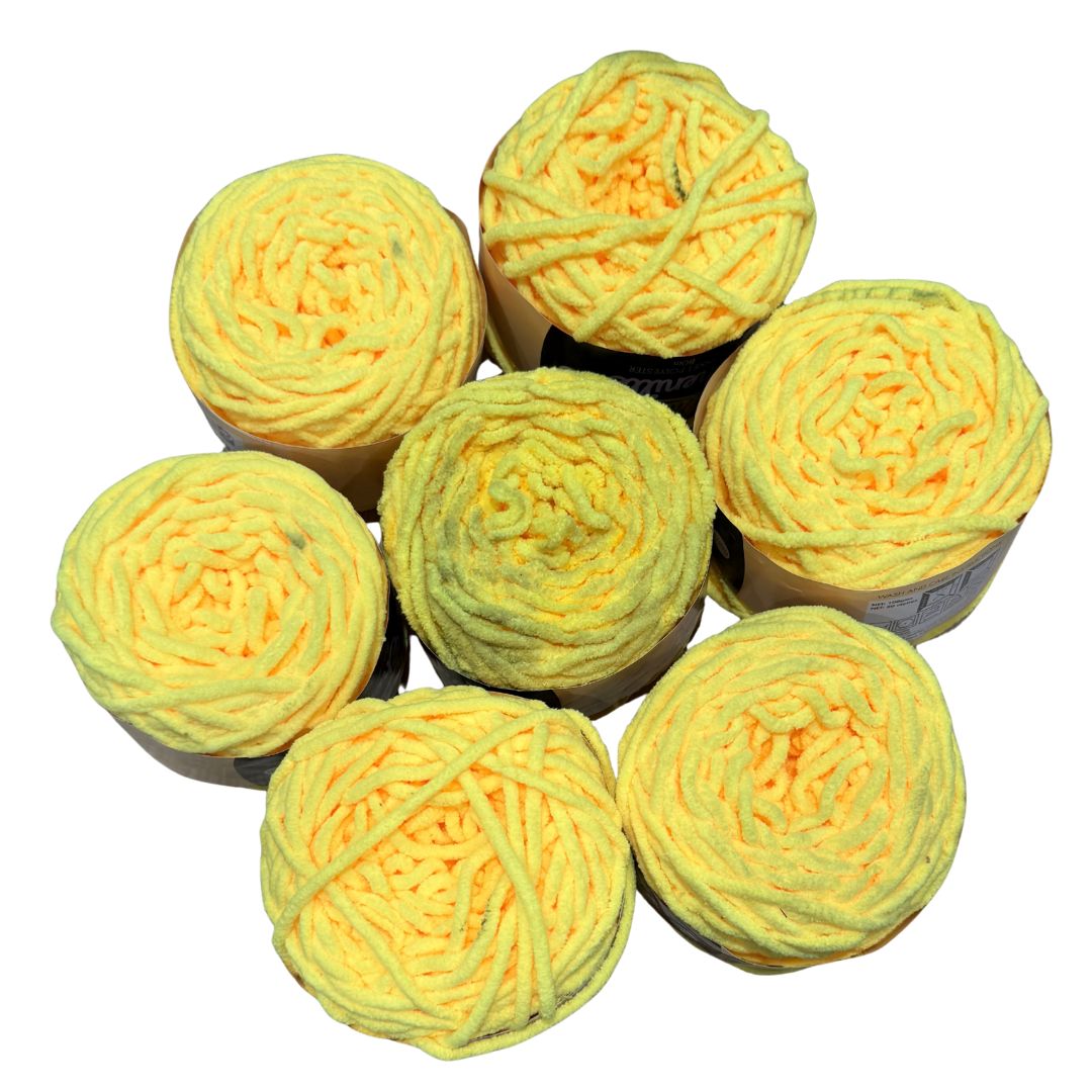 DUSTY Chenille Blanket Yarn 100g Lemon 7pk Bundle
