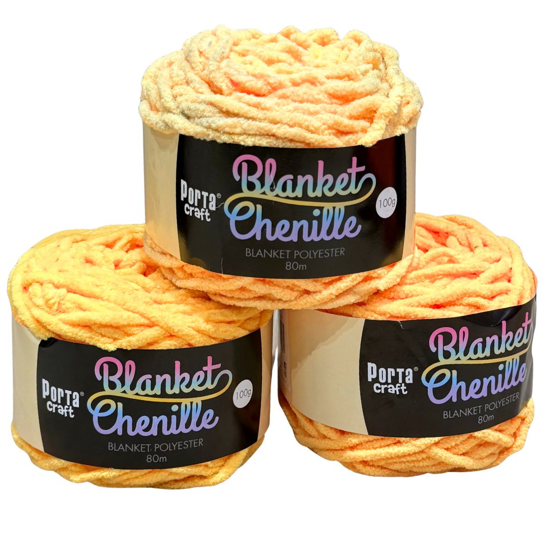 DUSTY Chenille Blanket Yarn 100g Orange 3pk Bundle