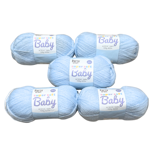 DUSTY Super Soft Baby Acrylic Yarn 420m 4ply Baby Blue 5pk Bundle