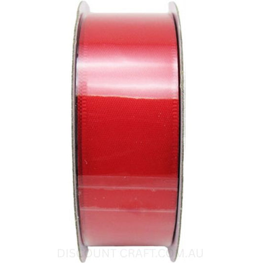 Satin Ribbon Double Sided 25mm x 5 metres - Bright Red