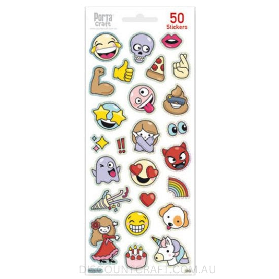 Emoji Stickers - Assorted Styles 50pk