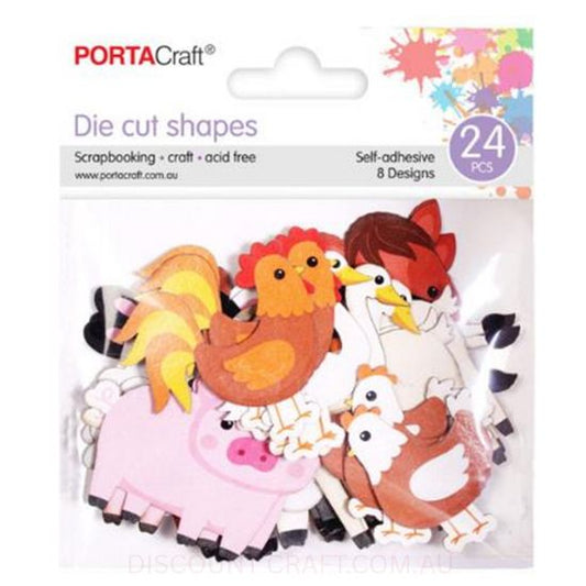 Self-Adhesive Die Cut Shapes - Farm Yard 24pk