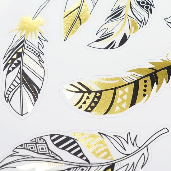 Gold Foil Feather Stickers - 1 Sheet