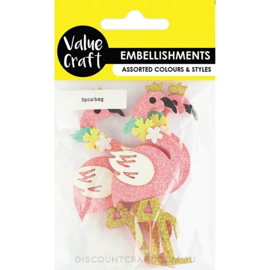 Felt Glitter Flamingos 3pk