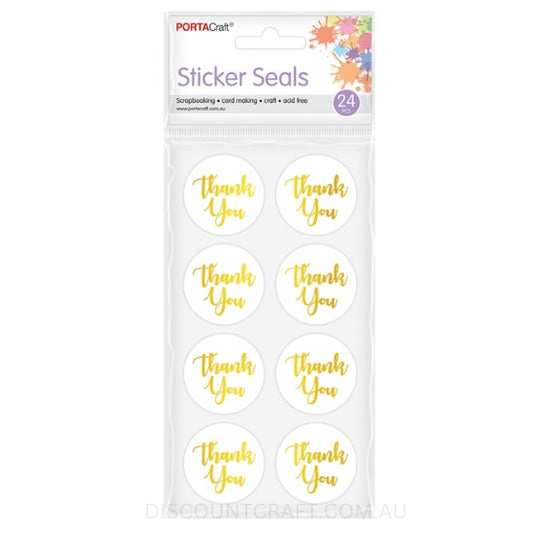 Thank You Foil Seal Stickers 38mm 24pk - Gold