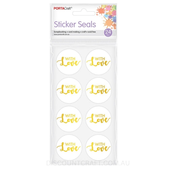 With Love Foil Seal Stickers 38mm 24pk - Gold
