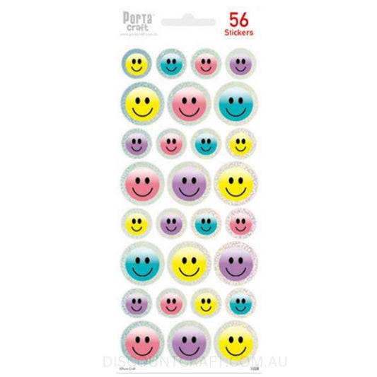 Smiley Face Stickers - Assorted Sizes 56pk