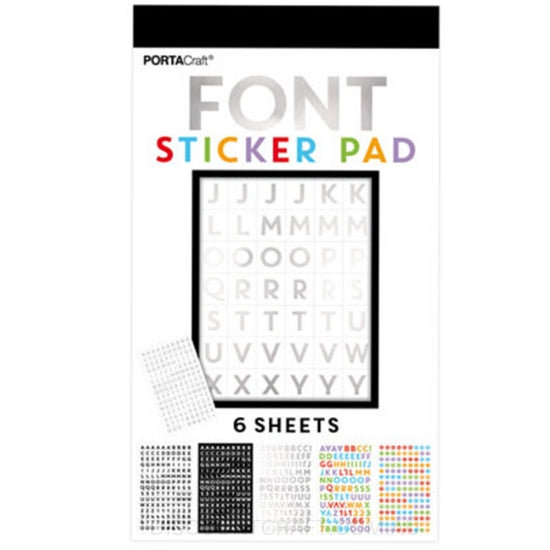 Font Sticker Pad Alphabet & Numbers 6 Sheet Discount Craft