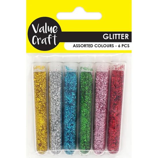 Glitter Tubes 6pk - Assorted Colours