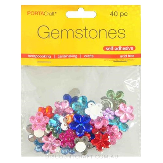 Gem Flowers & Circles Self-Adhesive 40pk