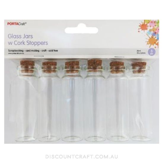 Mini Glass Jars with Cork Stoppers - 70x22mm 20ml 6pk