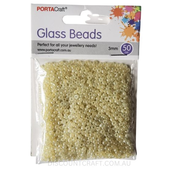 Glass Pearl Beads 3mm - 50g Packet