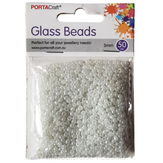 Glass Pearl Beads 3mm - 50g Packet