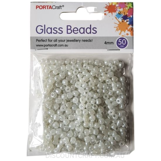 Glass Pearl Beads 4mm - 50g Packet